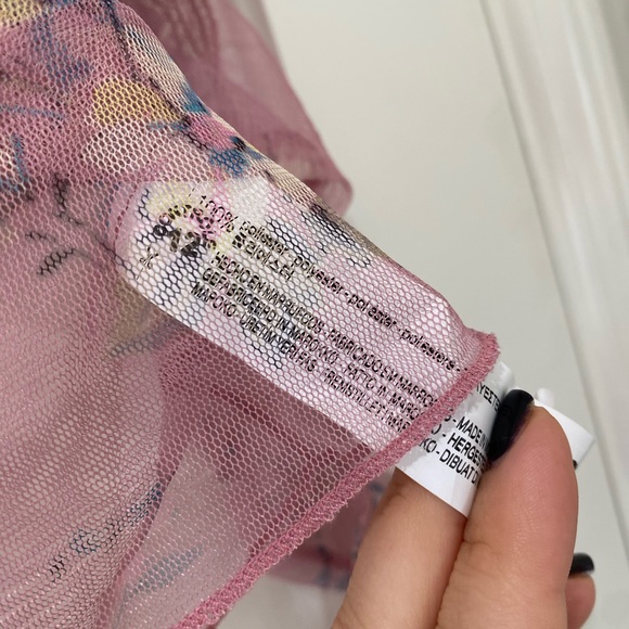 Zara printed floral sheer romantic love sleeve top - Picture 16 of 16
